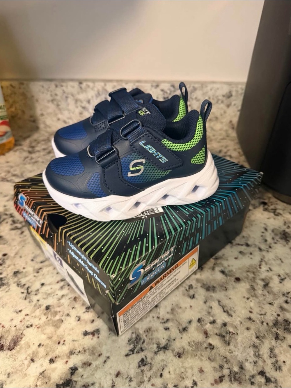 Skechers Kids' Navy and Lime Light-Up Sneakers